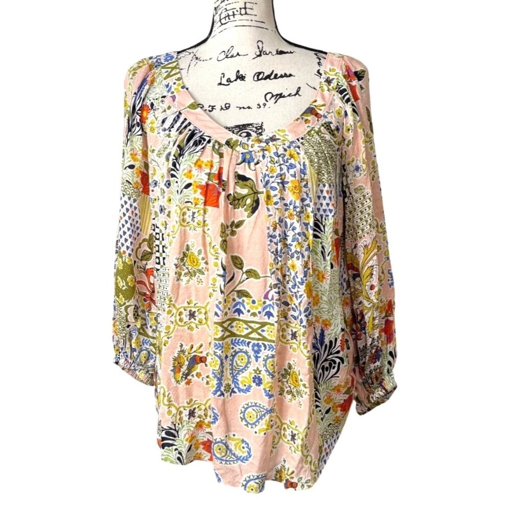 Maeve by Anthropologie Size 4 Boswell Top Boho Floral Paisley Peasant Blouse - Picture 2 of 9